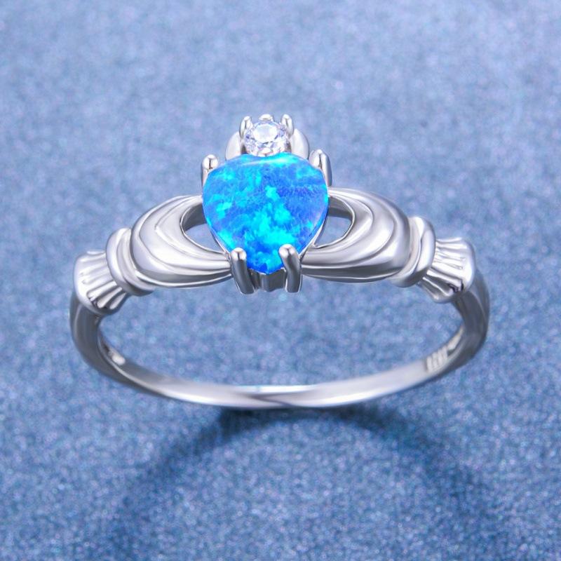 Wish fashionable and cute, sterling silver blue Orbo heart ring supply no. 6