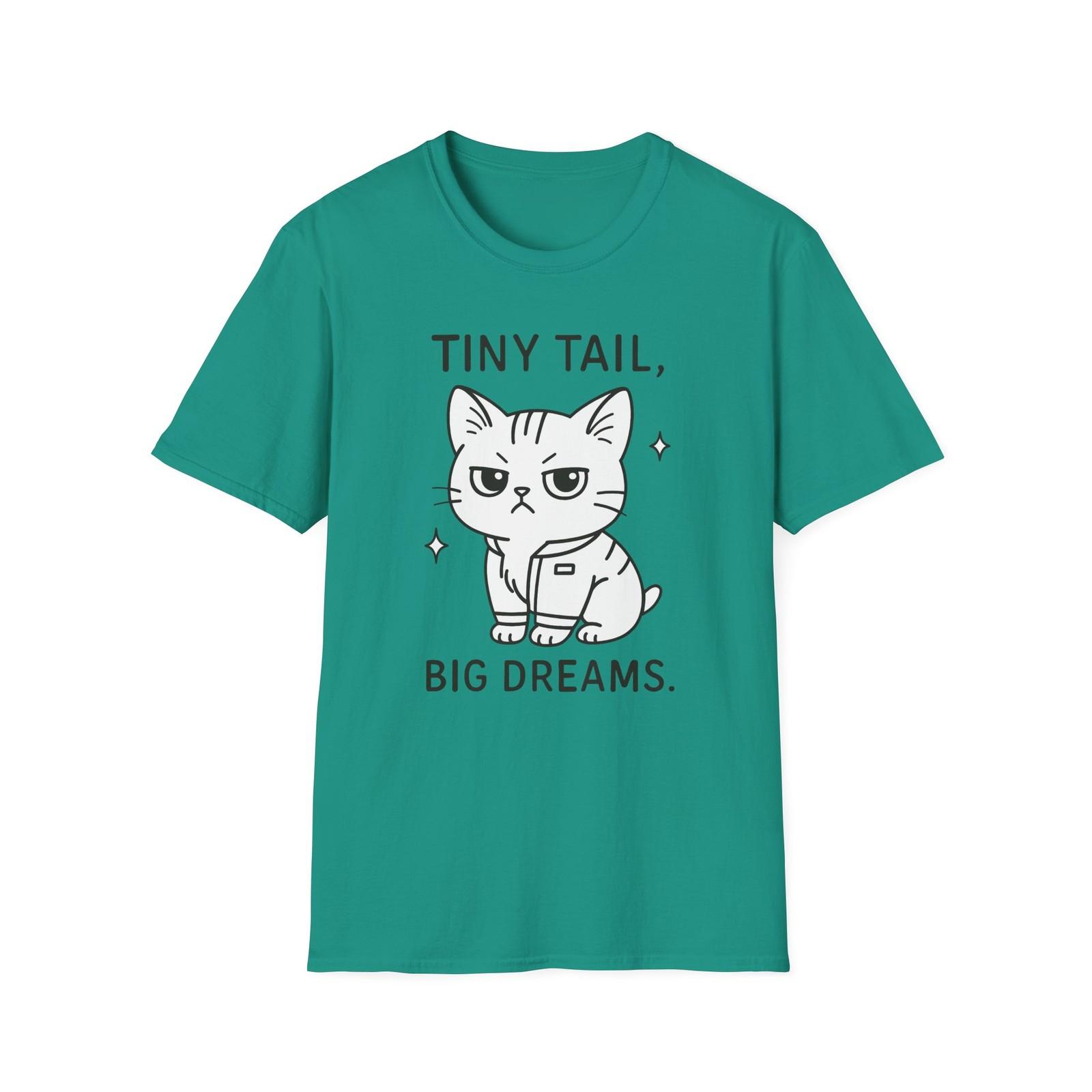 Unisex Softstyle T-Shirt Mens Womens Tees Top Cute Manx Kitten Funny Tiny Tail Big Dreams Cartoon 2XL