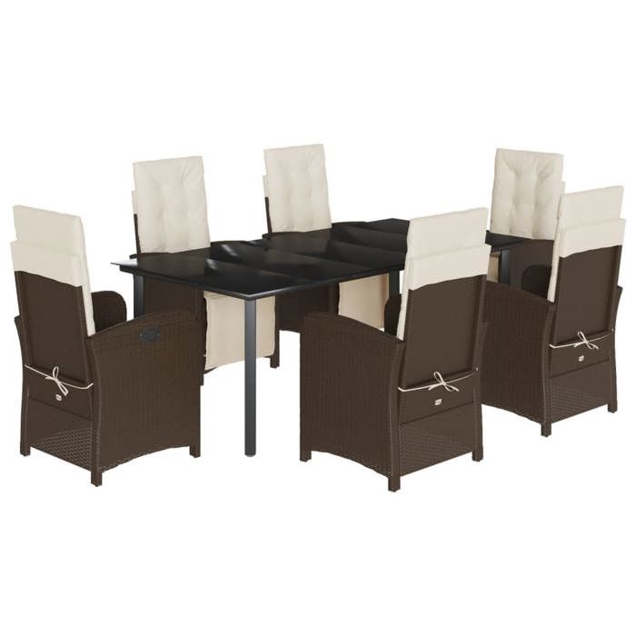 VidaXL Ensemble à Manger de Jardin avec Coussins 7 pcs, Table et Chaises avec Dossier et Repose-pied Réglables 3212554