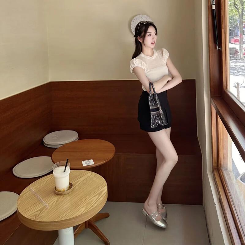 

Женский повседневный трикотажный топ с коротким рукавом JK&JS One Size