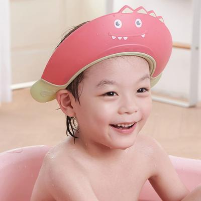 Baby Shower Cap Shield Adjustable Silicone Bath Visor Cute Dinosaur Shampoo Bathing Hat Eye