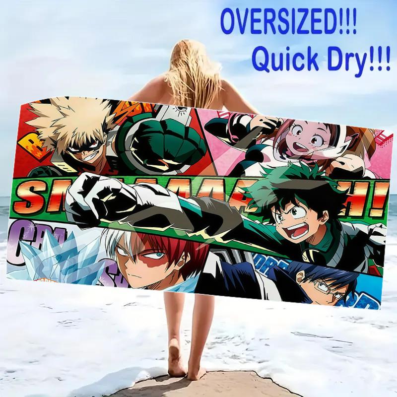 My Hero Academia Print Beach Towel, Large Soft Quick Dry Towel for Beach Camping Swimming