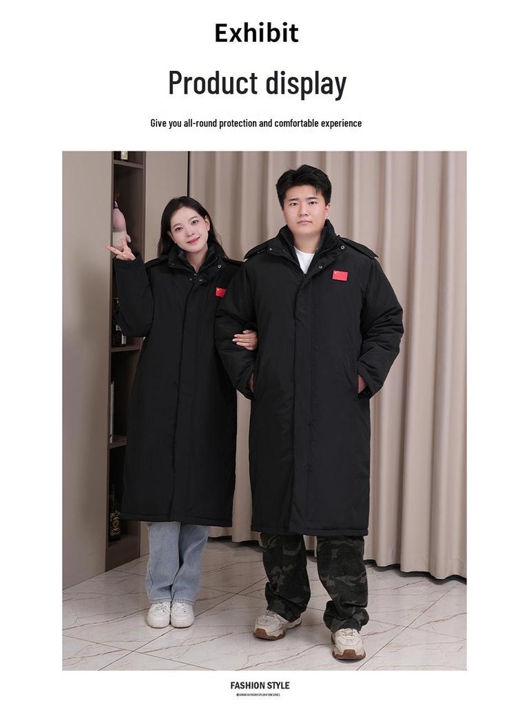 Three-in-One Fleece-Lined Winter Sports Jacket: Detachable, Over-the-Knee, Cotton-Padded, Plus Size, Unisex School Uniform