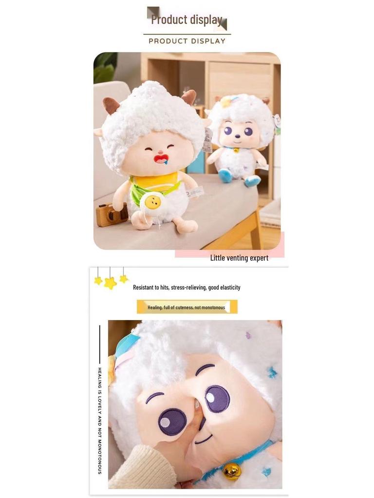 Pleasant Goat Plush Toy & Lazy Pillow - Cute Gift for Girls' Birthdays