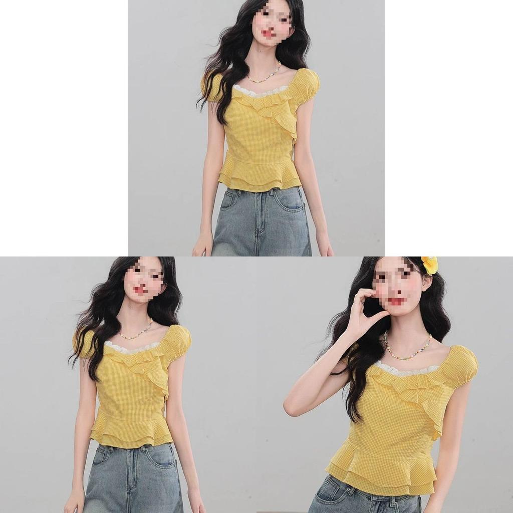 Short Sleeveless French Vintage Blouse With 3d Pattern For Summer Casual Wear
