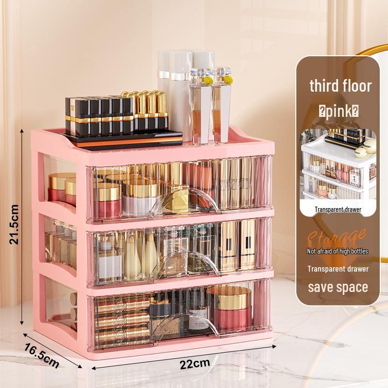 White Luxury Transparent Drawer Desktop Storage Cabinet for Cosmetics and Vanity Organization