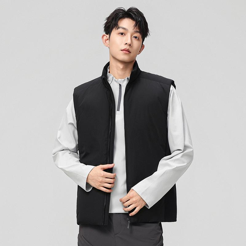 Men's Casual Down Vest - Solid Color, Warm, Loose Fit for Autumn/Winter Fashion