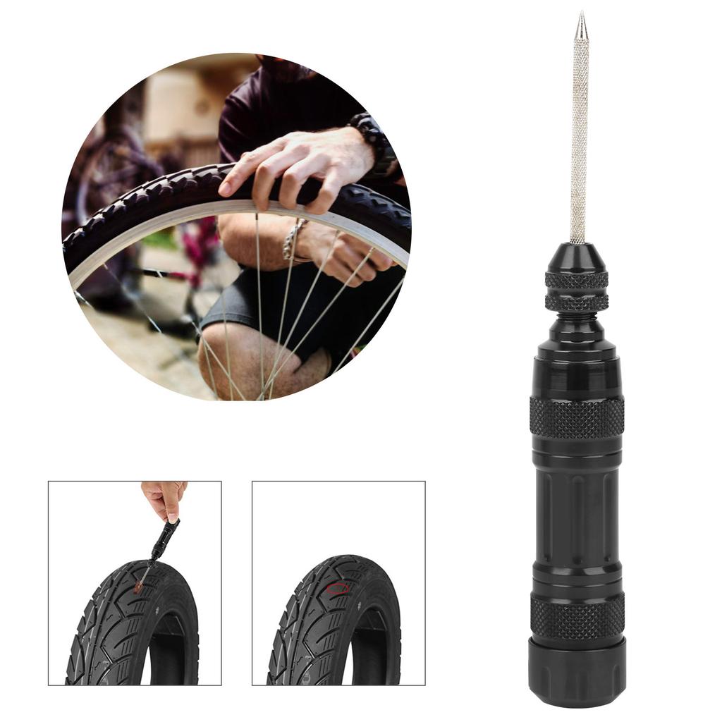 Portable Mountain Bike Aluminium Alloy Tyre Repair Tool Vacuum Adhesive Tape Grinding Rod