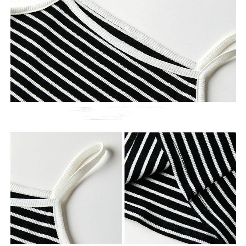 Women's Fashion Lingerie Style Top Spring/Summer Striped Print Round Neck Fitted Casual Vacation Sexy Camisole Beach Vacation & Everyday Casual Wear