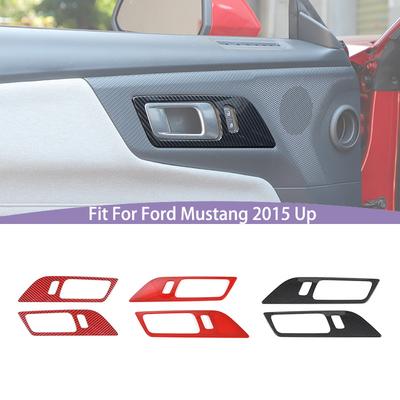  ABS Interior Door Handle Decorative Frame Decoration Cover Sticker Fit For Ford Mustang 2015 Up Interior Accessories