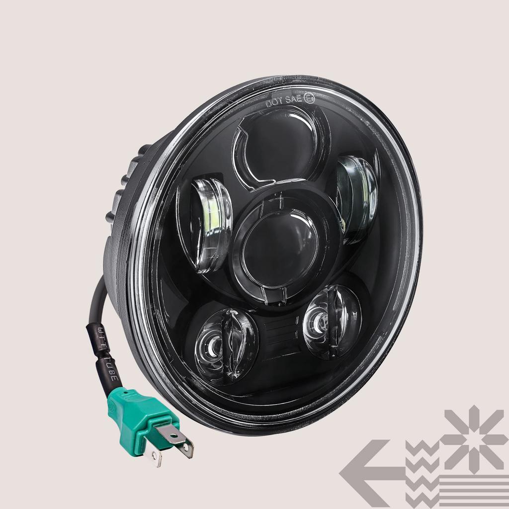 TRUE MODS 5 3/4 LED Headlight for Harley Davidson [Black Finish] Round LED Motorcycle