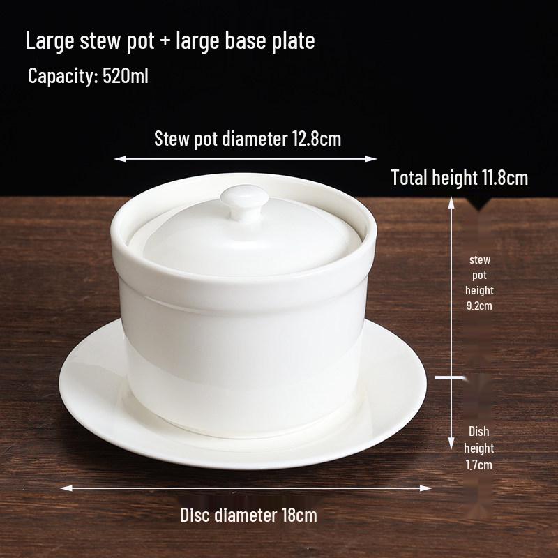 Keramik-Doppelkessel-Schmortopf mit Deckel für Suppe, Vogelnest und gedämpfte Eier