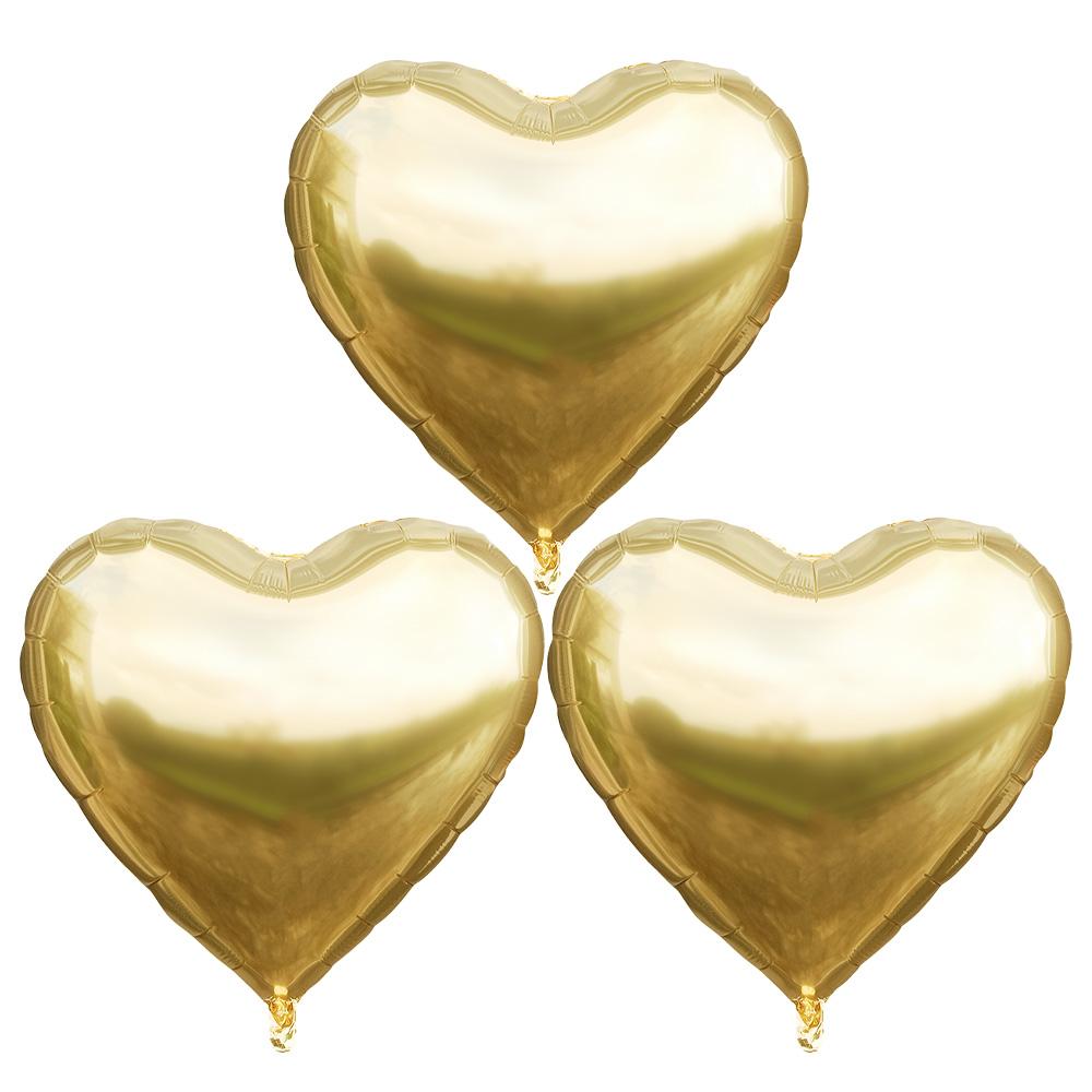 3-Pack of 30inch Heart-Shaped Aluminum Foil Balloons, Light Gold Heart Balloons, Suitable for Birthday Parties, Valentine s Other