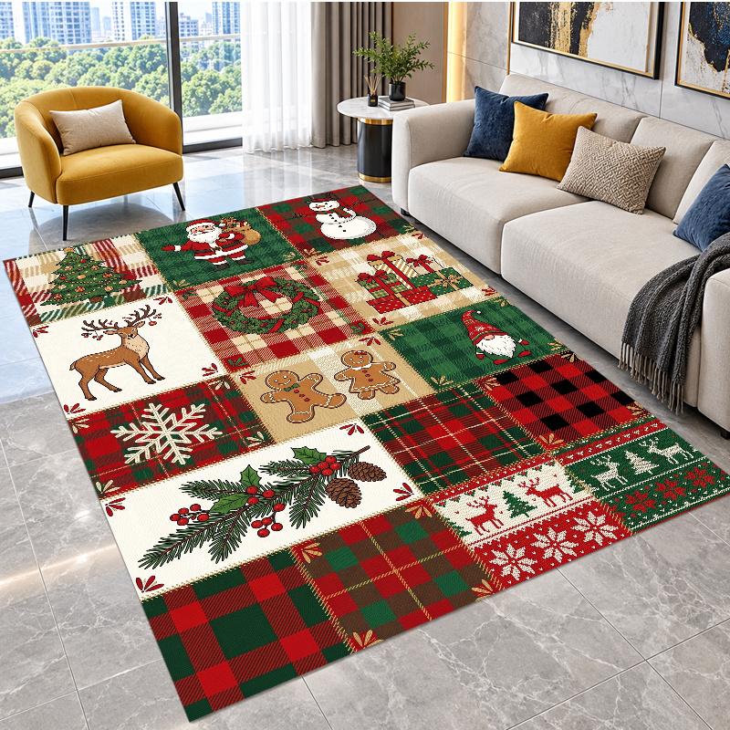 Christmas Theme Floor Carpet, Soft Area Rug, Xmas Indoor Home Holiday Decoration