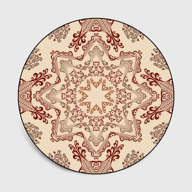 Ethnic Style Vintage Mandala Rug Round Rug Balcony Hanging Basket Living Room Decorative Floor Mat Anti -Slip Area Rug