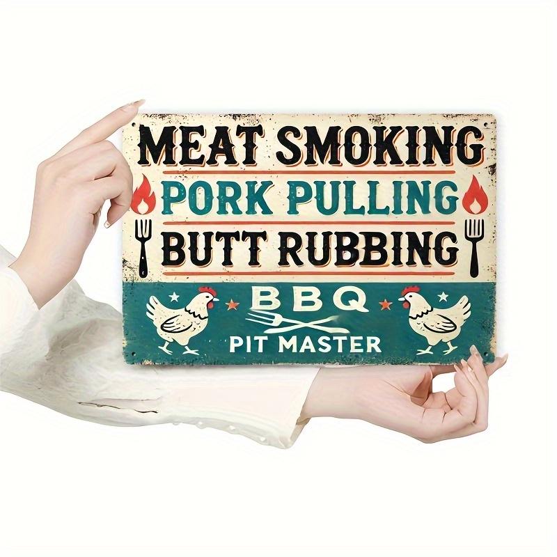 x Inch Vintage BBQ Master Iron Sign  Rooster Star Rustic Style