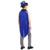 Kids Sequins Medieval Vest Victorian Tailcoat Lapel V Neck Front Zip Vest Solid Sequins Fedora Hat Circus Outfit