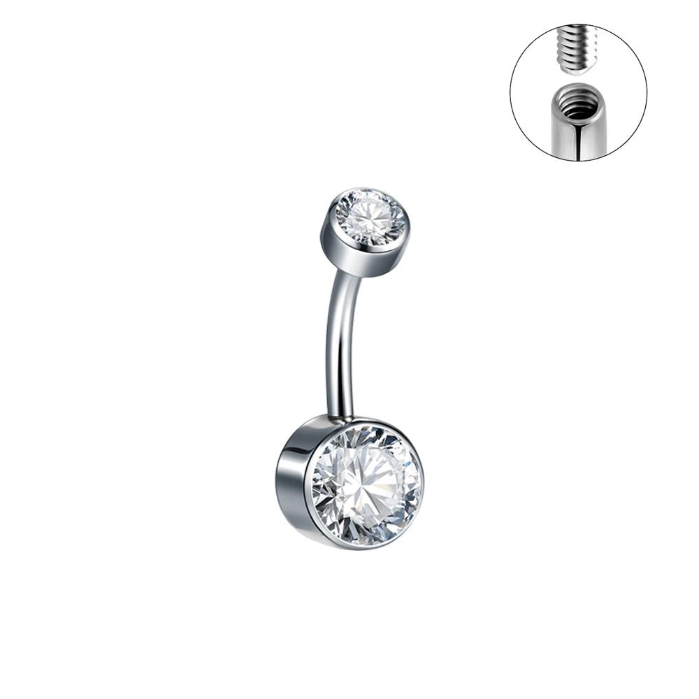 Popular G23 Titanium Belly Button Rings 14G Navel Piercing 5A CZ Gems Nombril Bar Belly Piercing Sexy Body Jewelry For Women (14G) 1.6x8x4x6mm
