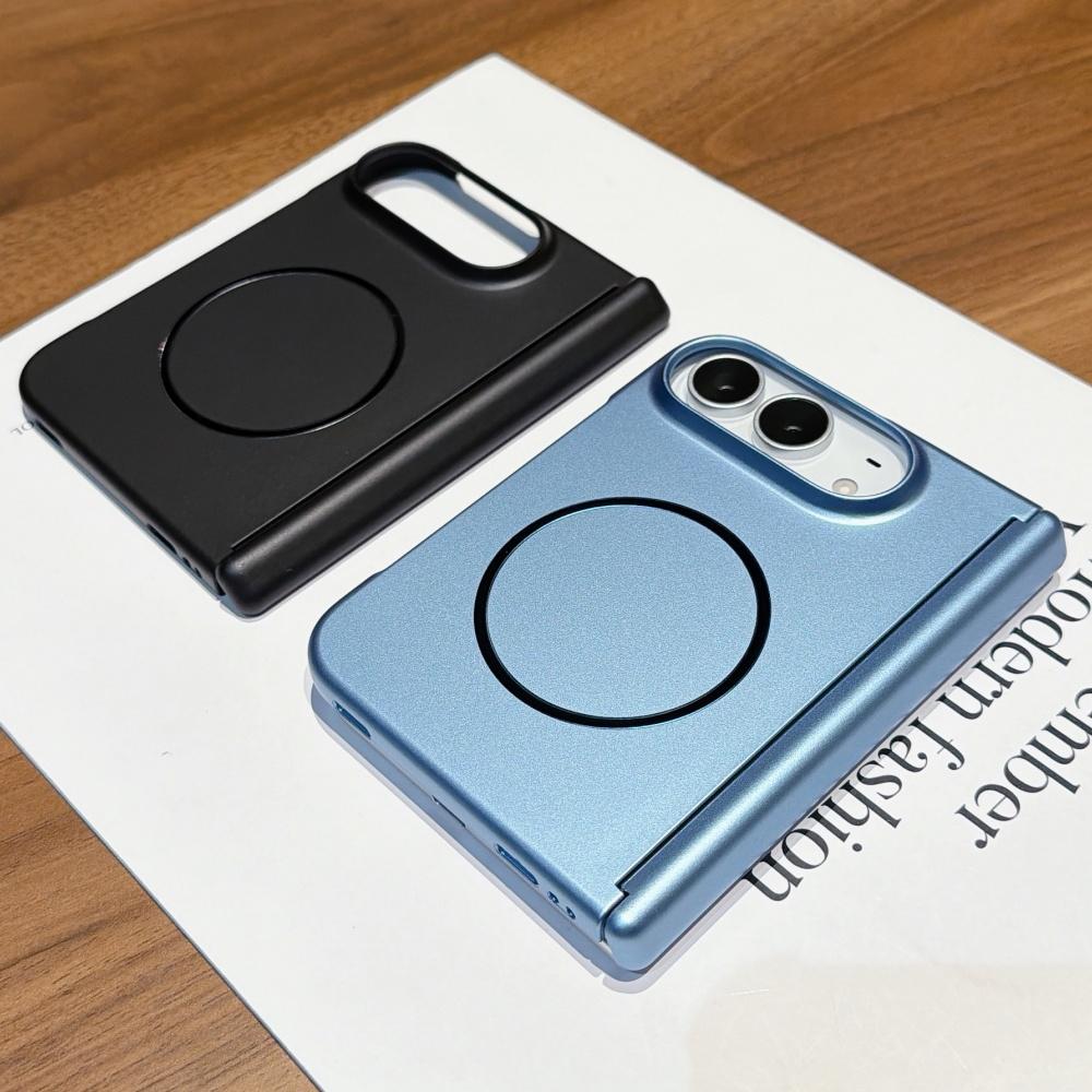 Plating Magnetic For Magsafe Hinge Protection Matte Phone Case For iPhone Duo Ultra Thin Shockproof Hard Bumper PC Fold Cover