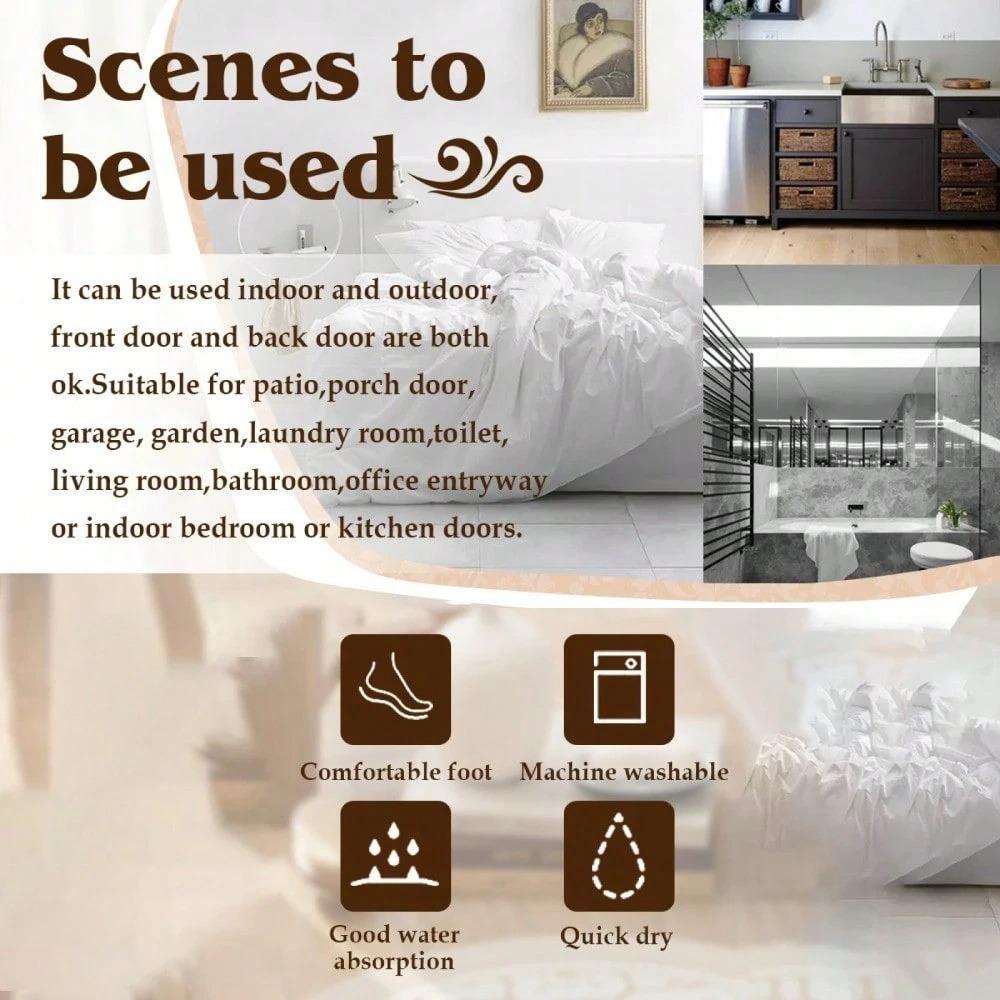 Autumn Maple Leaf Welcome Door Mat Country Style Thanksgiving and Halloween Flannel Comfortable Breathable Home Decoration Rug