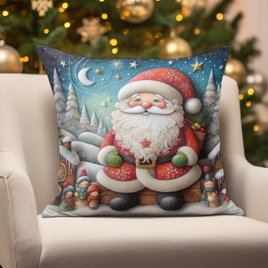 

Home Decor Christmas Cute Animal & Scene Suitable For Sofa Bedroom Car Pillow Cover Cushion Rectangular Back Cushion 16x16Inch