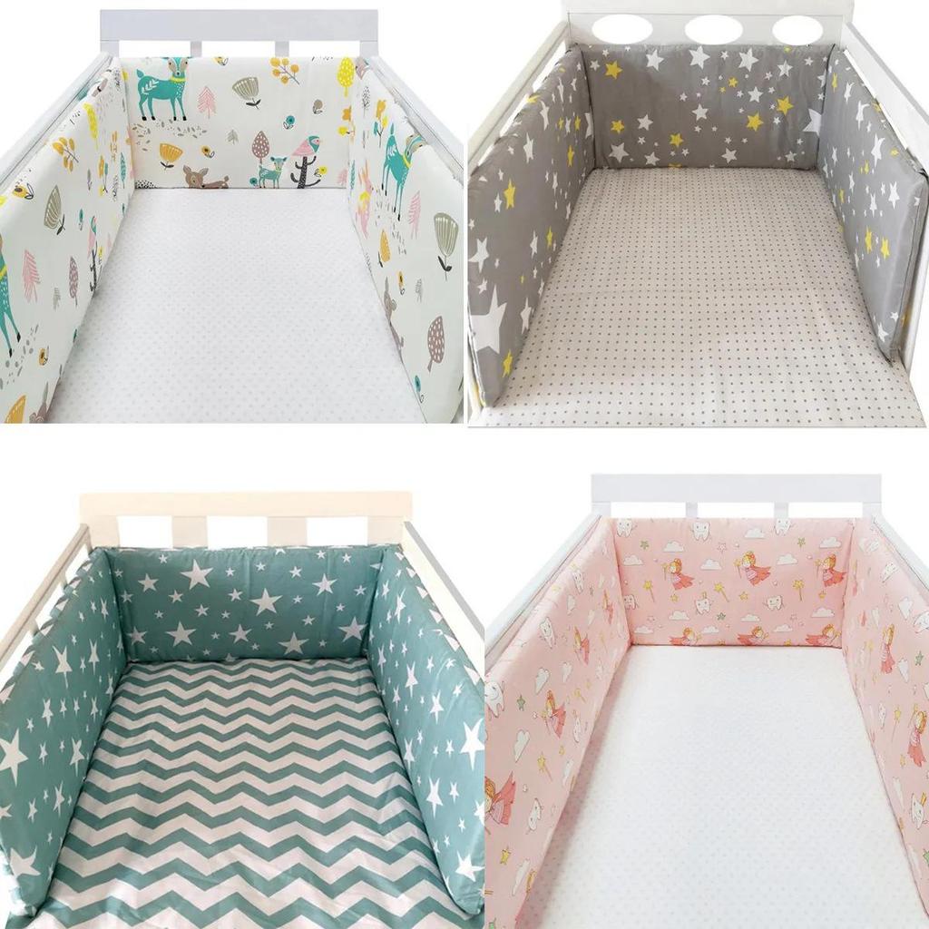 Soft Pure Cotton Removable and Washable Baby Crib Bumper, Anti-Collision, One-Piece Design