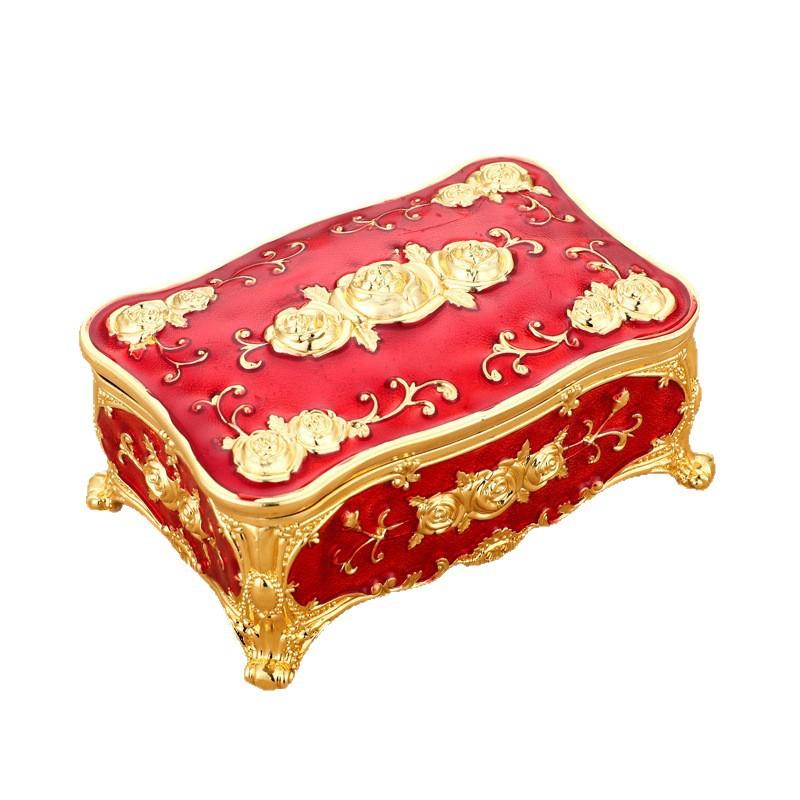 European Style China Zinc Alloy Jewelry Box for Ring Necklace Earrings Storage Wedding Dressing Table