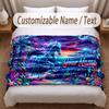 Manta Suave Tema Cavalo Personalizada Nome Personalizado Impressão de Texto Manta Quente Decoração de Sofá de Casa Quarto