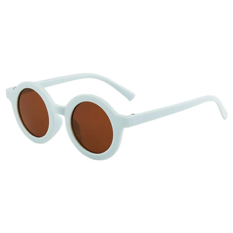 New Children'S Sunglasses Infant'S Retro Solid Color Round Frame Sun Glasses Cute Eyeglass For Kids Travelling Uv400