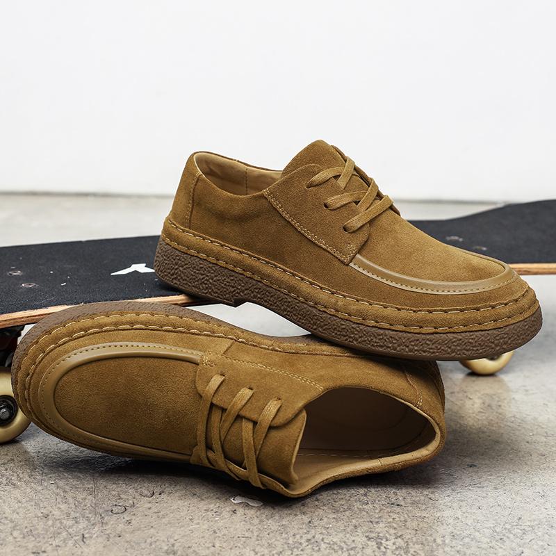 Men sneakers lace up Casual cow suede Leather Flat Designer Shoes Comfortable Fashion Leather Oxford Shoes Soft Versatile Shoe