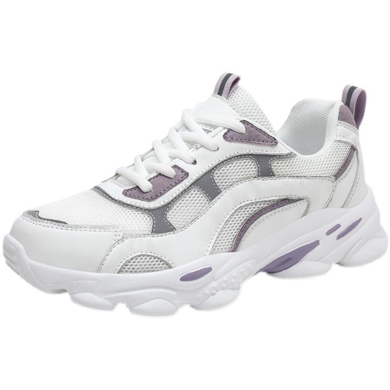Spring and Autumn Dad Shoes Running Shoes Color Matching Lightweight Breathable Soft Sole Student Sneakers Thick Sole Increase Casual