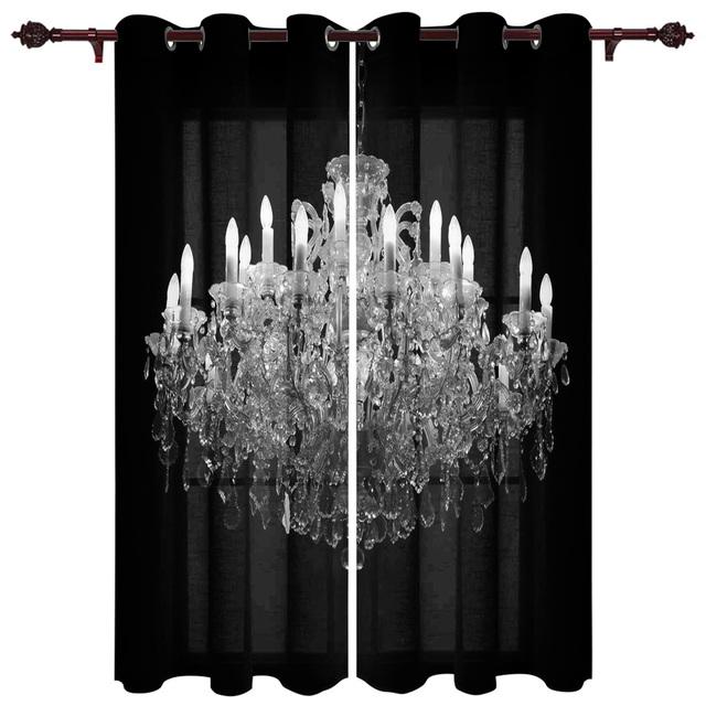 Black And White Chandelier Curtains for Bedroom Kids Room Living Room Window Curtain Luxury Curtains for Kitchen