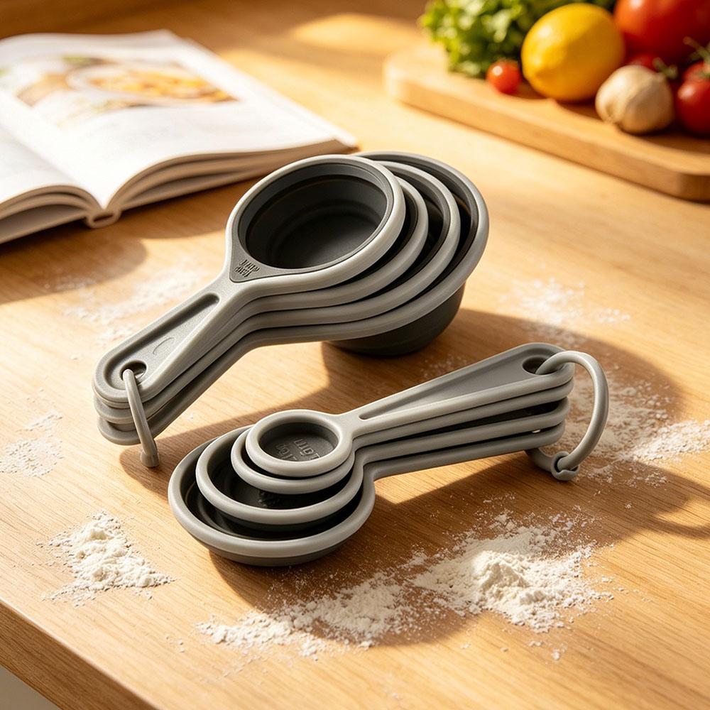 8Pcs Kitchen Measuring Spoon Measuring Cups Measuring Tools Portable Silicone Coffee Sugar Scoop Kitchen Gadgets
