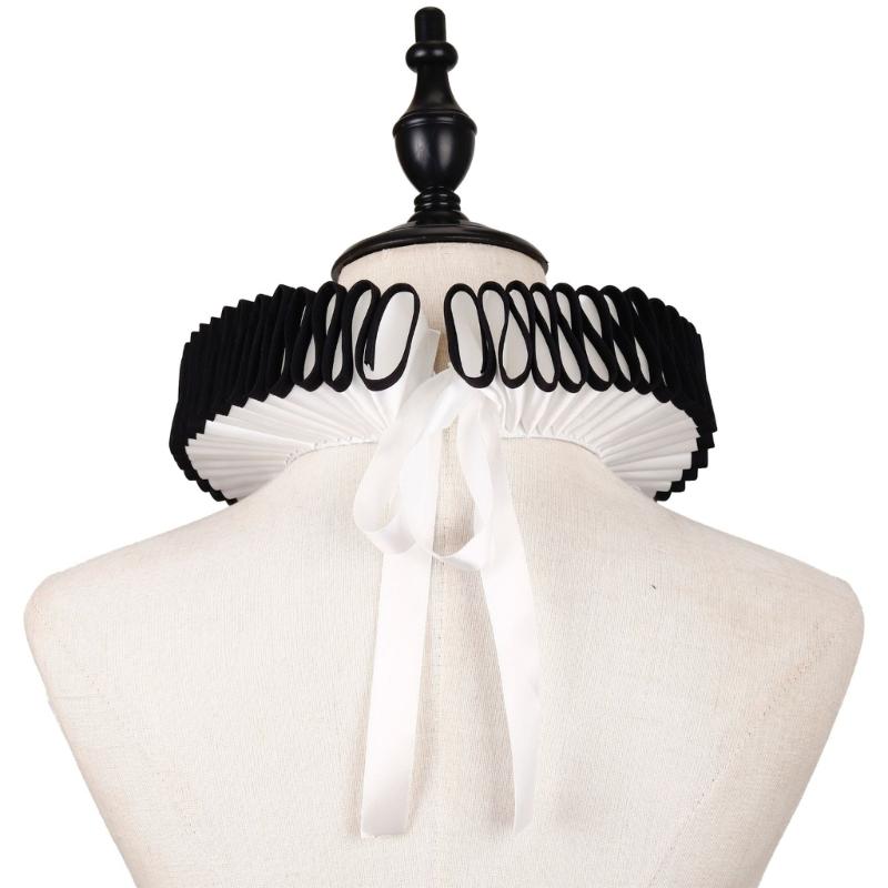 Vintage Renaissances Elizabethan Ruff Collar Victorian Edwardian Costume Neck Ruffle for Halloween Masquerades Cosplay