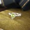 New Product Water Drop Natural Crystal Stone Olivine Colored Treasure Ring S925 Sterling Silver Niche Finger Ring Fashion Retro Jewelry Gift