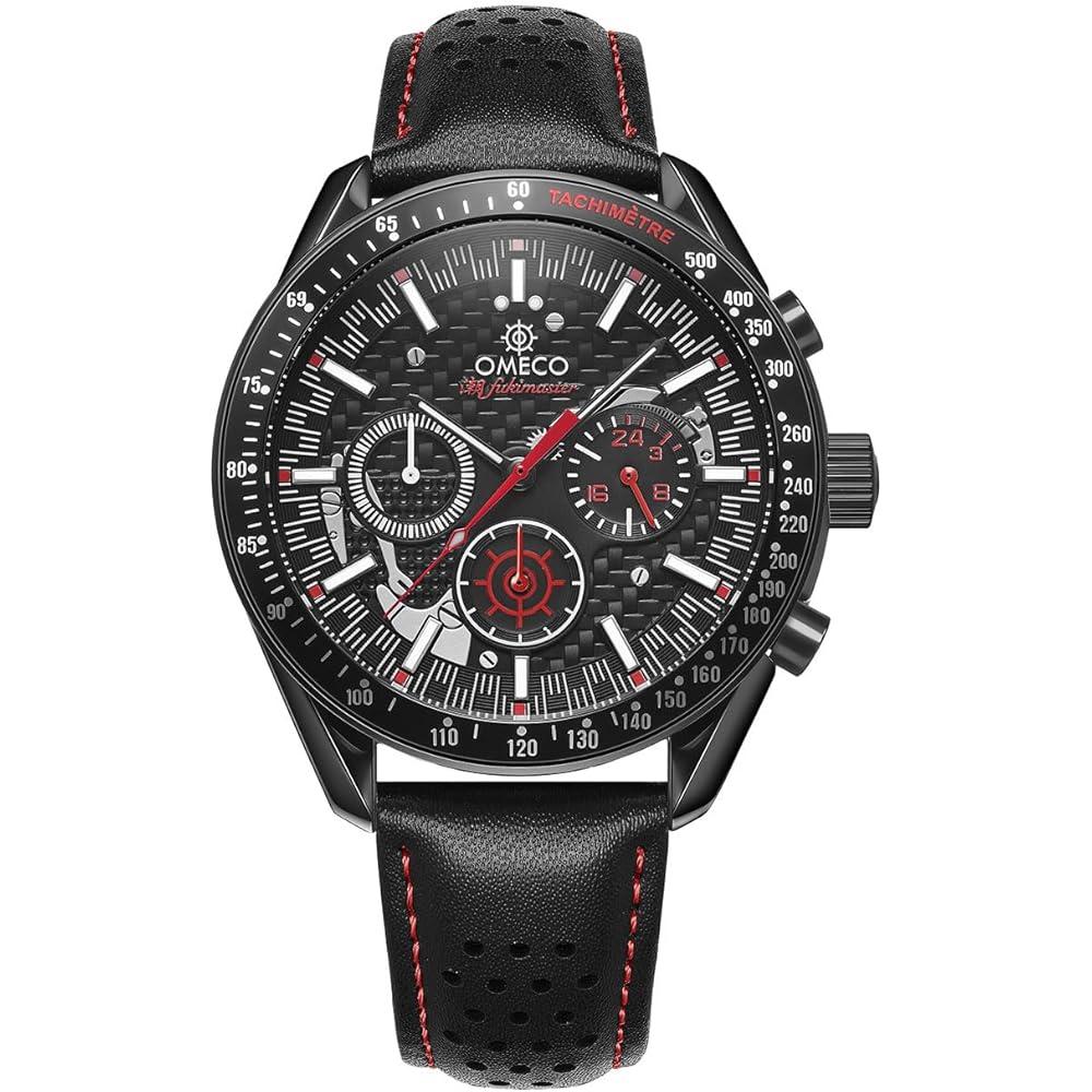 Omeco Fukimaster Chronograph Watch Red Japanese Movement
