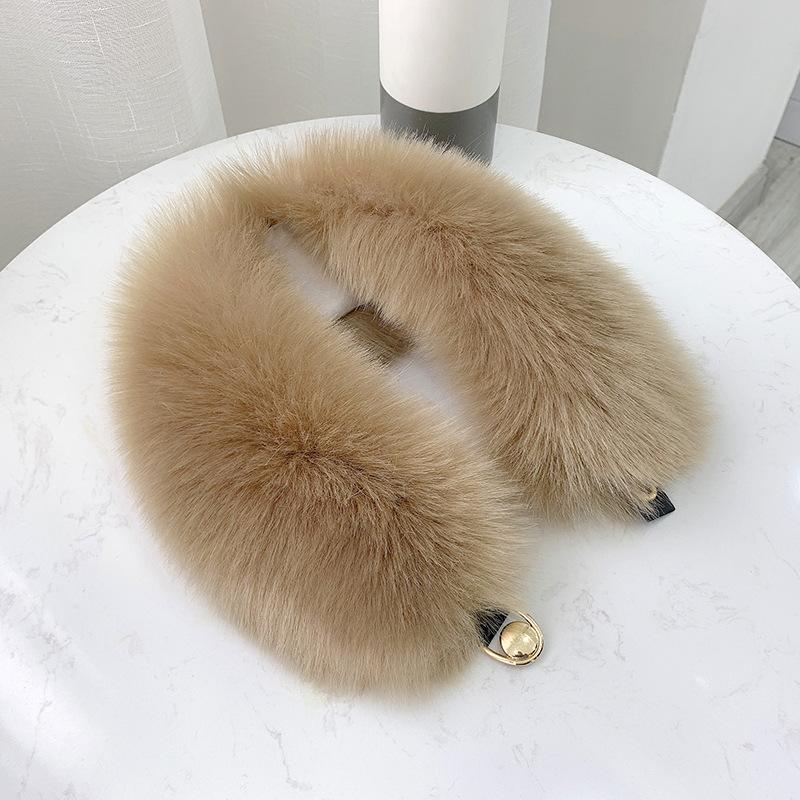 Winter Plush Thickened Warm Imitation Fox Hair Snap Button Scarf Versatile Women's Imitation Fur Scarf