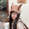 Cute Japanese Style Winter Dog Ear Faux Fur Baseball Cap Warm Oversized Adjustable Hat Women
