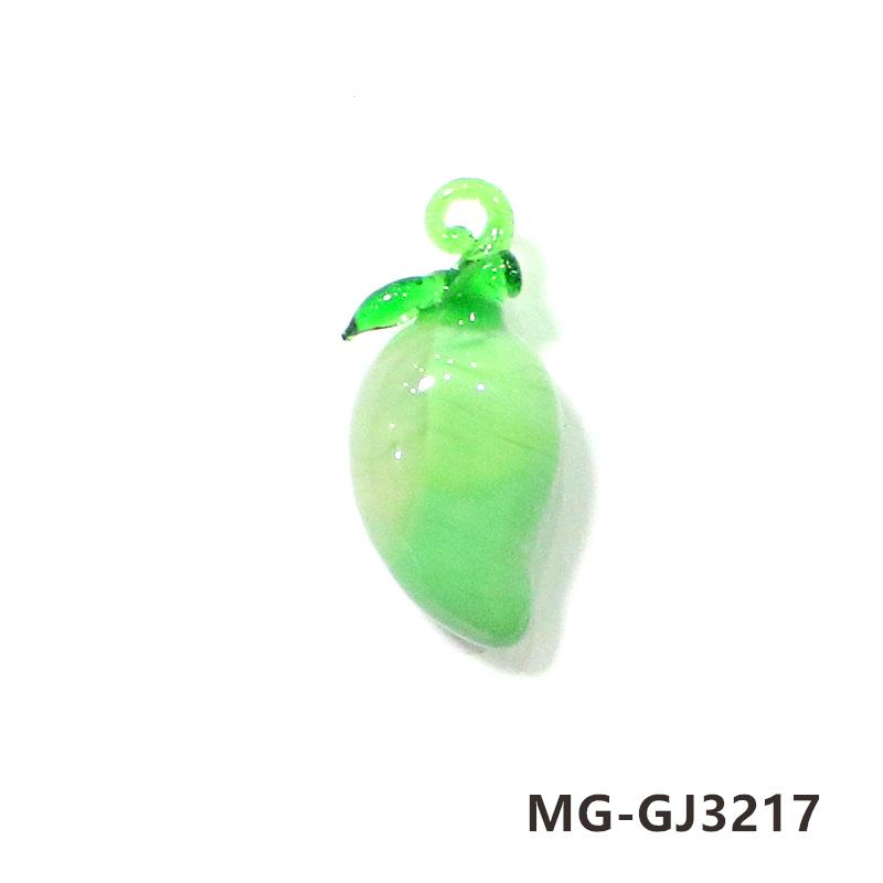 2Pcs Colorful Tiny Mango Charms Glass Pendant Cute Mini Fruits Ornaments DIY Craft Supplies Perfect Gifts for Handmade Lovers