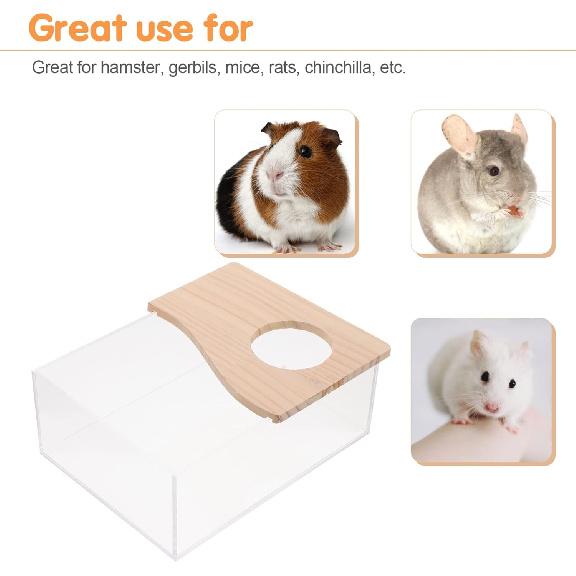 Totority Train Toys Hamster Toilet Box, Acrylic Toilet Hamster Bathtub Small Animal Pet Sauna Toilet Sand Bath Box Hamster Shower Case Digging Sand