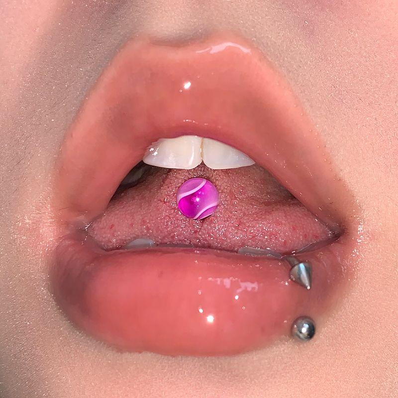 Raccon Raccoon Ice Cream Titanium Steel Tongue Pin Fashion Sexy Ins Textured External Thread Tongue Pin Piercing Jewelry