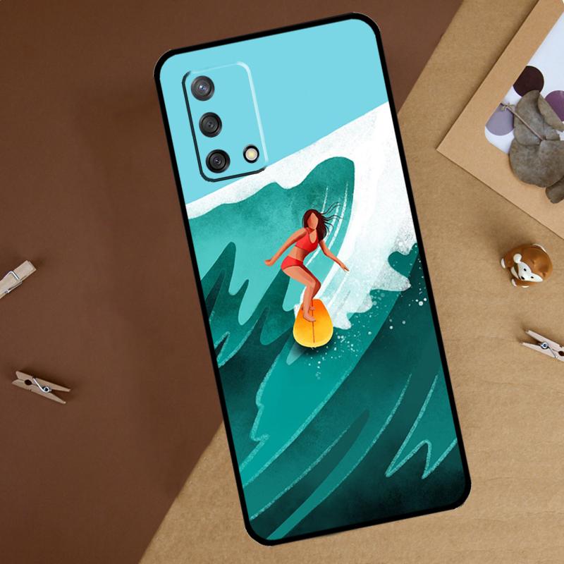 Surfing Wave For Oppo A40 A60 A80 A74 A94 A54 A18 A38 A58 A78 A98 A16 A76 A96 A15 A57S A17 A77 Phone Case
