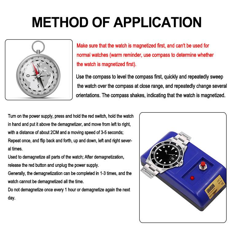 Watch Demagnetizer Mechanical Quartz Watch Repair Tool Electrical Professional Demagnetize Tool for Watchmaker EU Plug