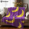 Purple Banana Cartoon Anime Print Flannel Blanket Soft Warm Throw for Kids Bedroom Sofa Bed Christmas Office Car