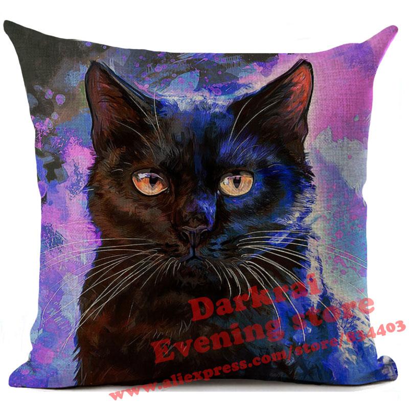 Cat Cushion Cover Kitten Printed Linen Throw Pillows Living Room Sofa Decor Throw Pillows Home Decoration Pillowcase Xcm