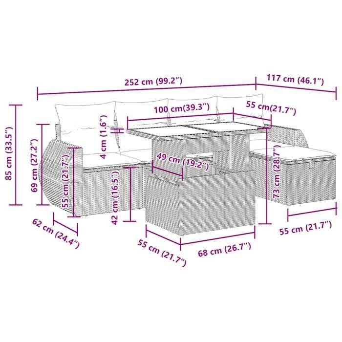 VidaXL Garden Lounge Set with Cushions 6 Pcs Brown Braided Resin 3327893