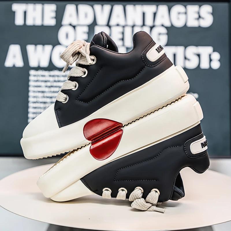 Men Chunky Sneaker Men Designer Board Shoes Fashion Casual Microfiber Leather Shoes for Men Upper Height Increased Platform Shoe