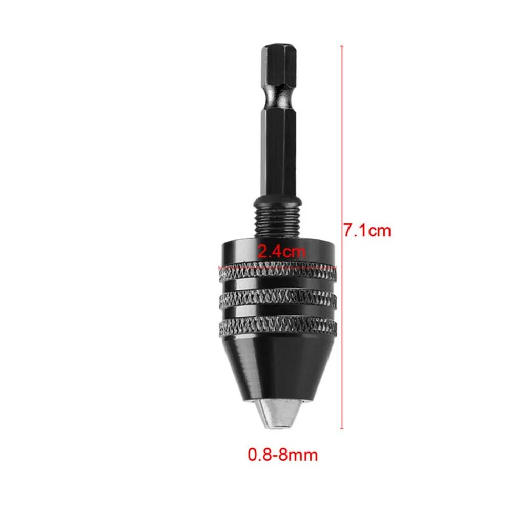 Mini Keyless Drill Chuck 0.3-8mm Self-Tighten Electric Drill Bits Collet Fixture Tools 1/4" Hex Shank Quick Change Converter