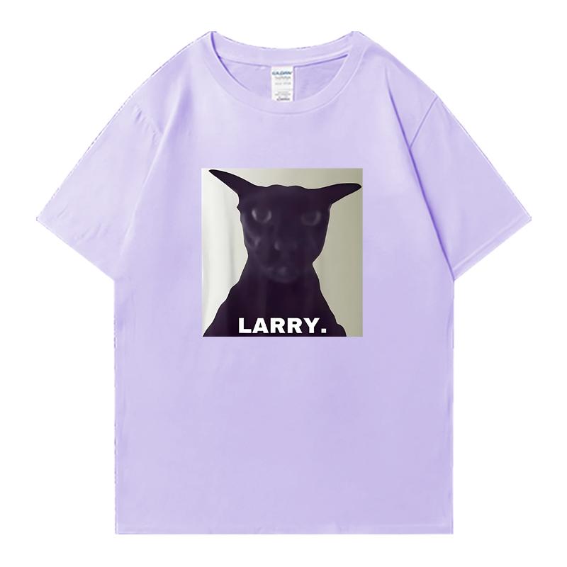 T-shirt vintage Evil Larry Cat Oversized Mulheres Homens 100% Algodão manga curta t-shirts Verão Gola Redonda Roupa estampada Unissex