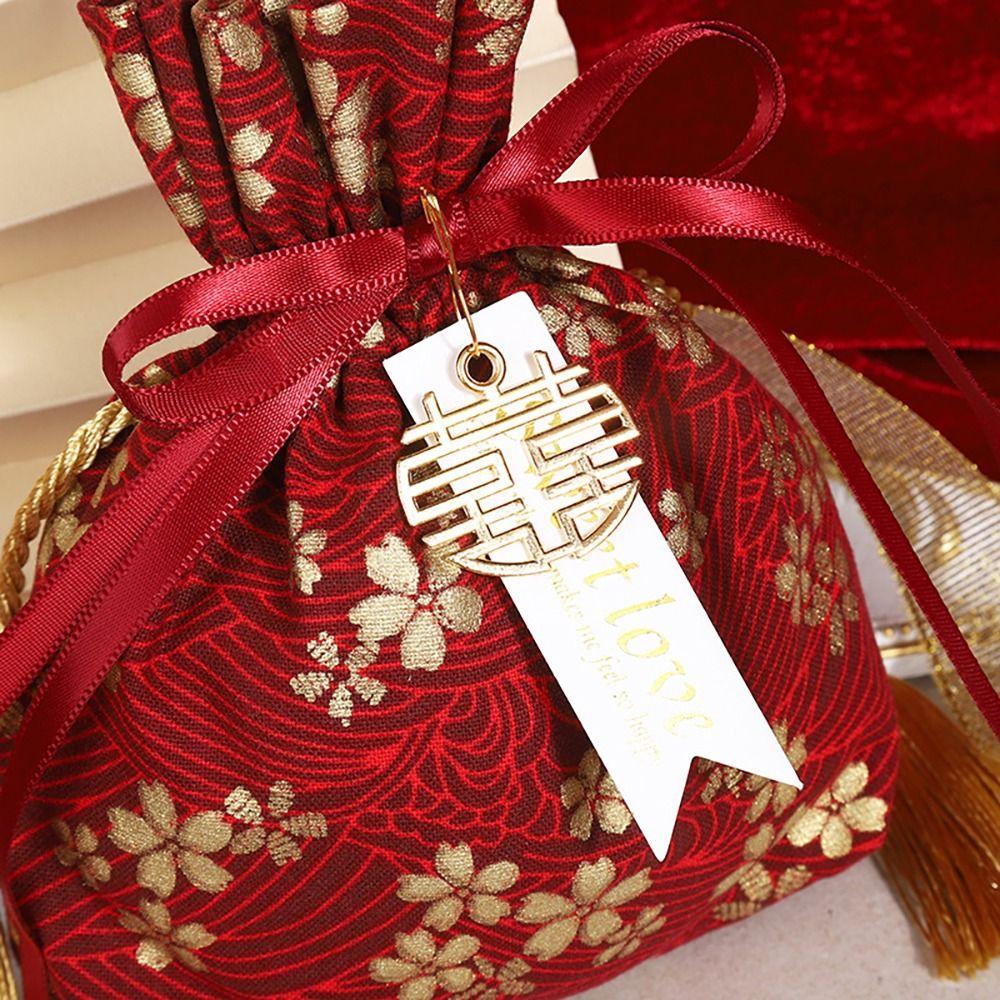 Without Words Wedding Gift Bags Cotton Blessing Packing Cartoon Drawstring Bag